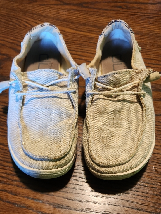 Hey Dude Shoes - Hey Dude Beige Canvas Slip-On Sneakers